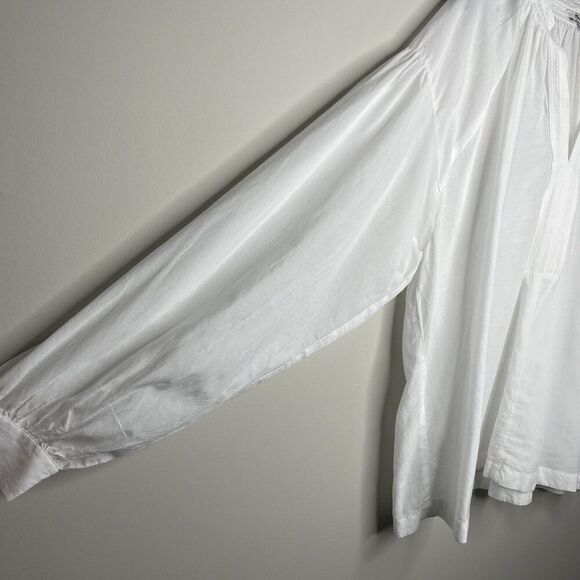 MADEWELL Top Women Small White Shirred Blouse Long Sleeve NQ888 - Picture 9 of 16